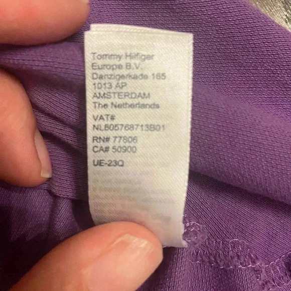 Tommy Hilfiger Women M Slim Fit Stretch Pride Flag Polo Short Sleeve Purple Y2K - Picture 7 of 10